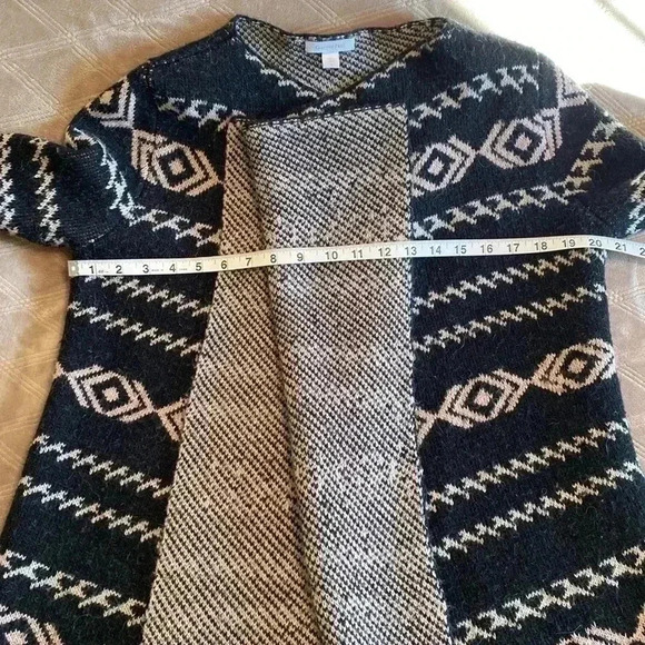 Garnet Hill Waterfall Open Front Cardigan Sweater, Black & Cream in Size Small. - Picture 10 of 12